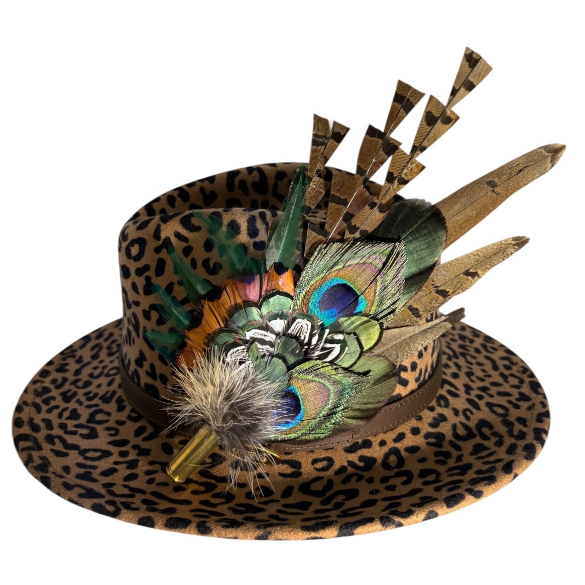 Peacock and Natural Feather Hat Pin CFP848