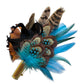 Teal & Natural Feather Hat Pin CFP849