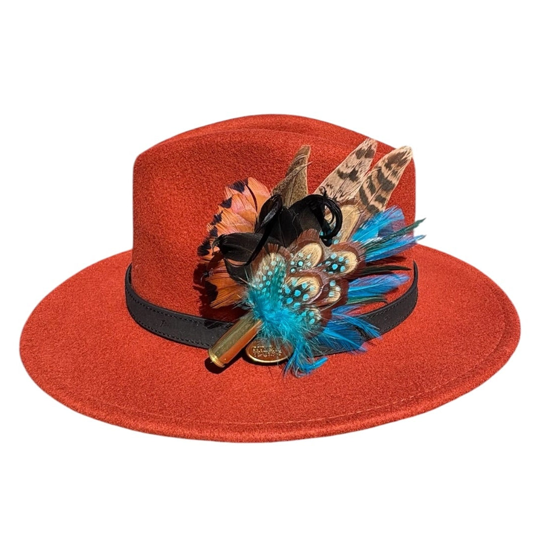 Teal & Natural Feather Hat Pin CFP849