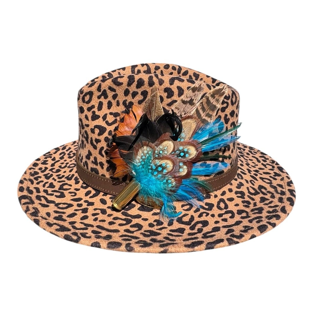 Teal & Natural Feather Hat Pin CFP849