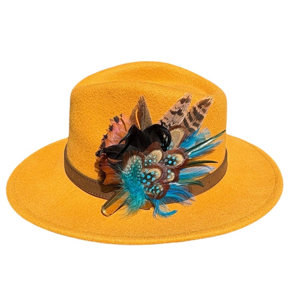 Teal & Natural Feather Hat Pin CFP849