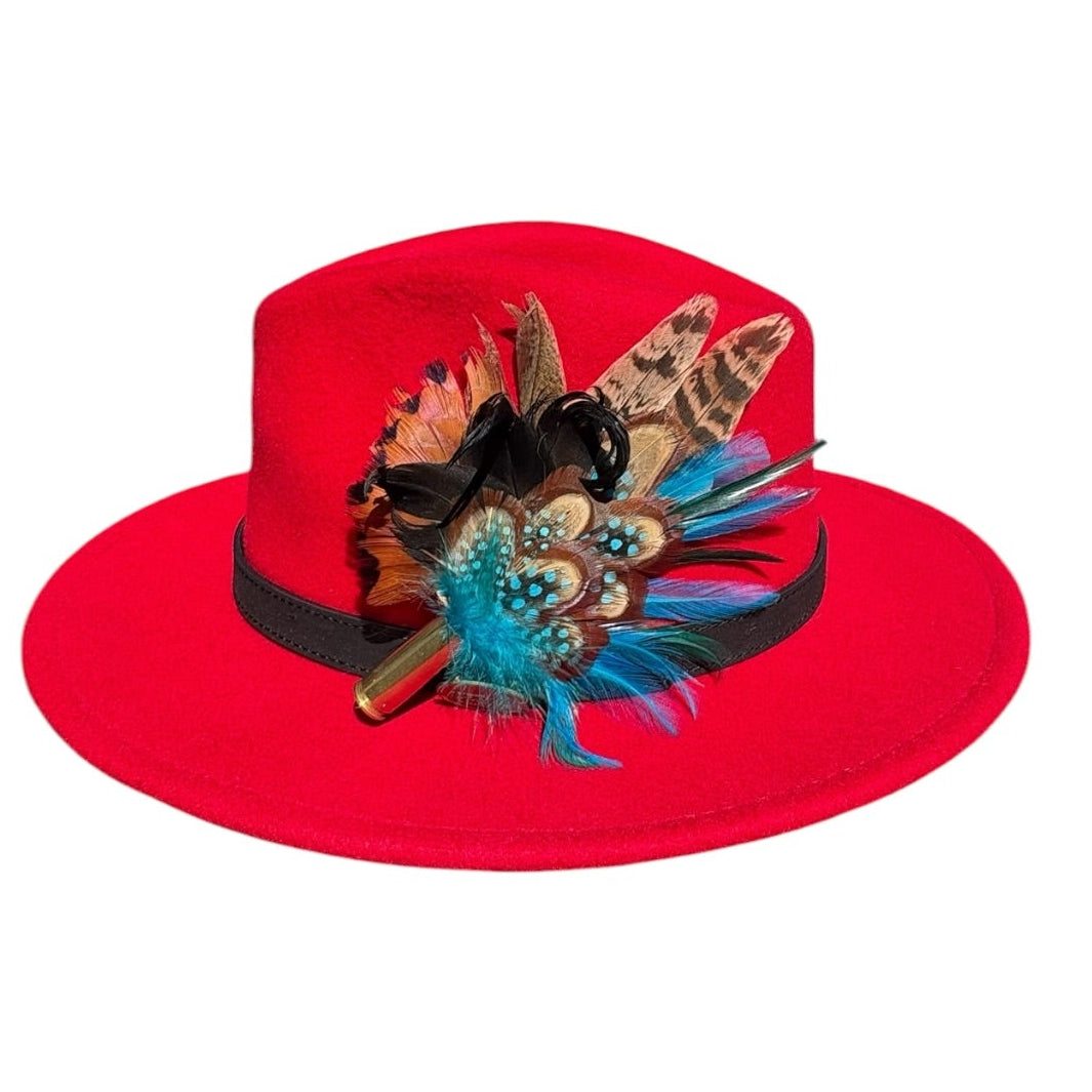 Teal & Natural Feather Hat Pin CFP849