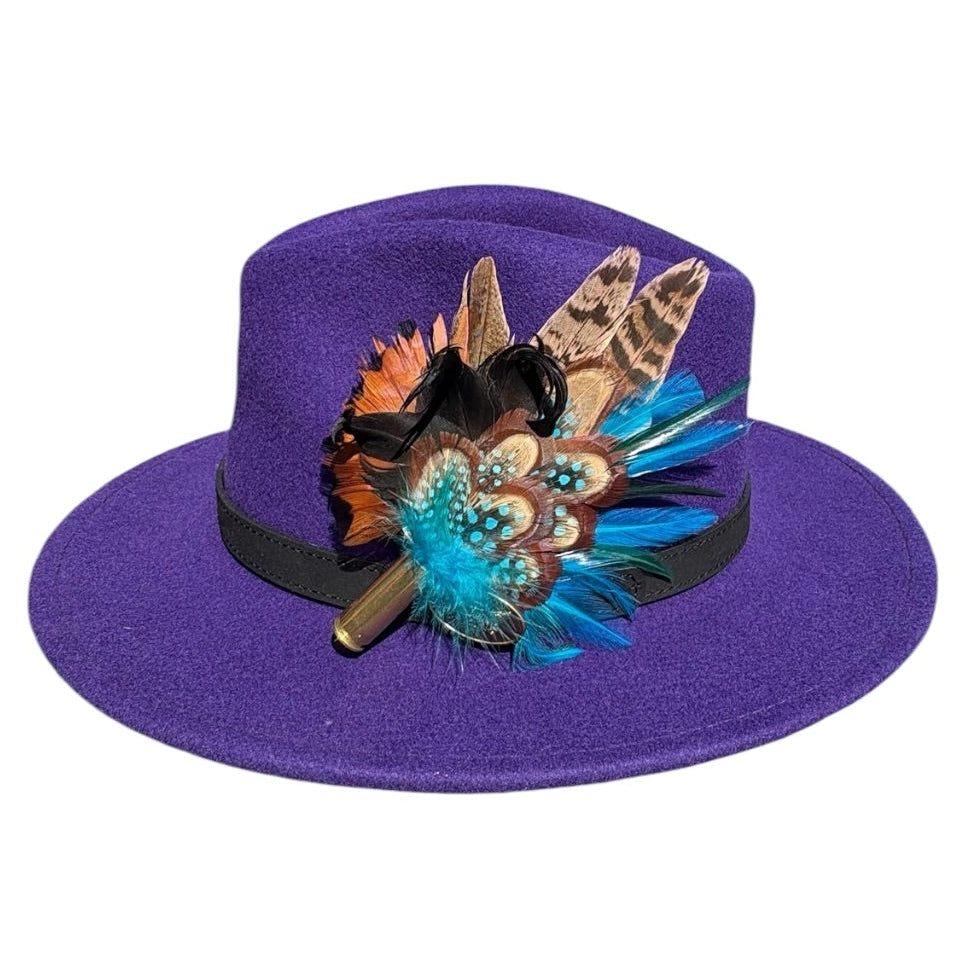 Teal & Natural Feather Hat Pin CFP849