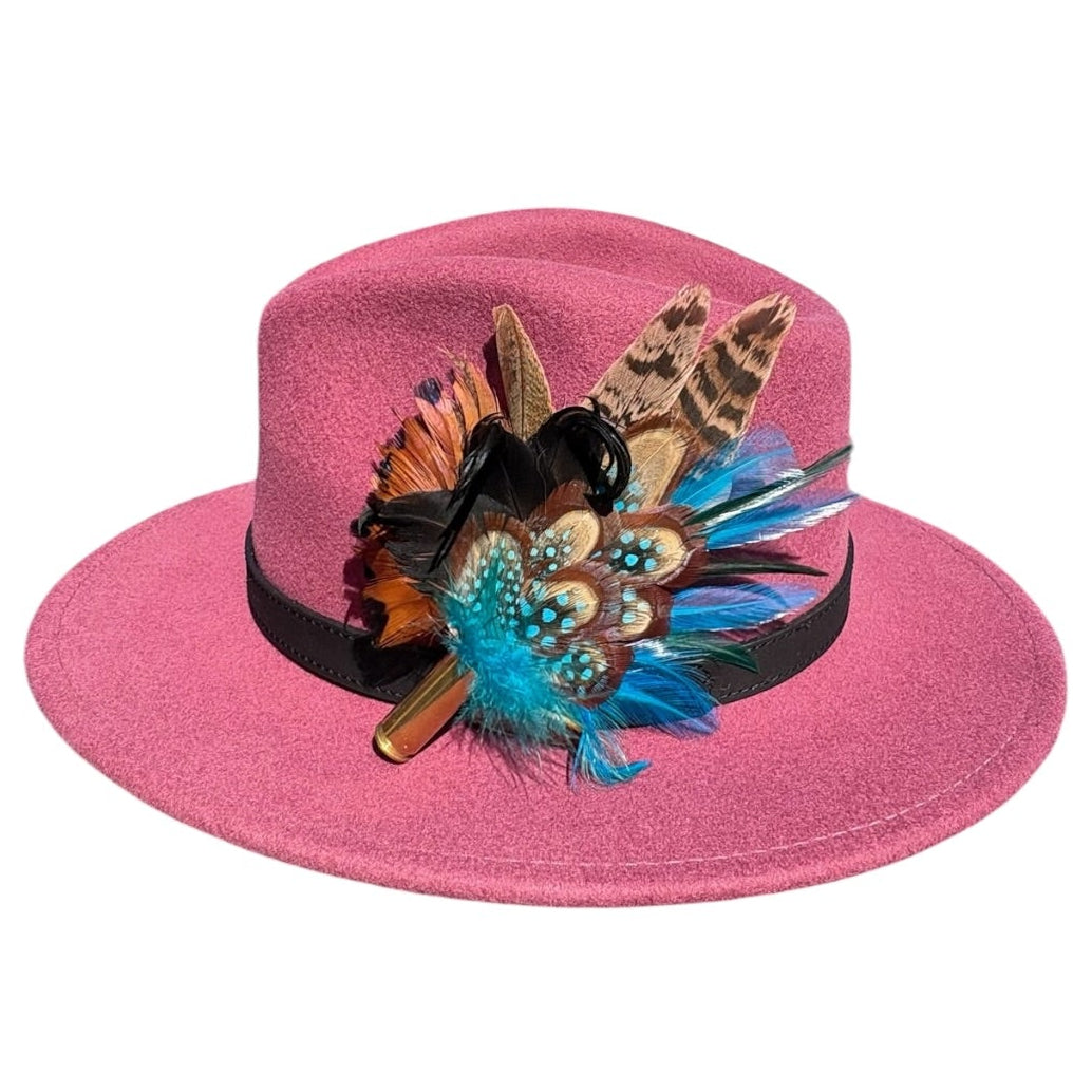 Teal & Natural Feather Hat Pin CFP849