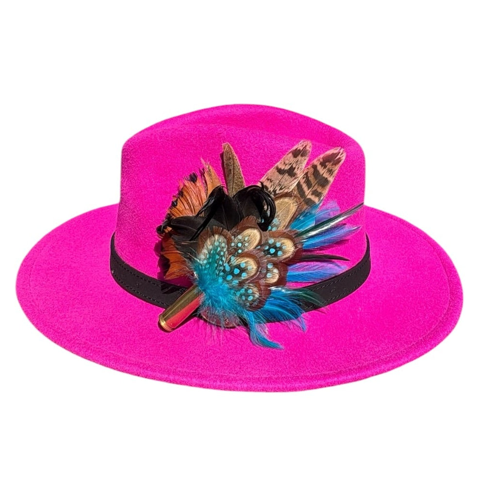 Teal & Natural Feather Hat Pin CFP849
