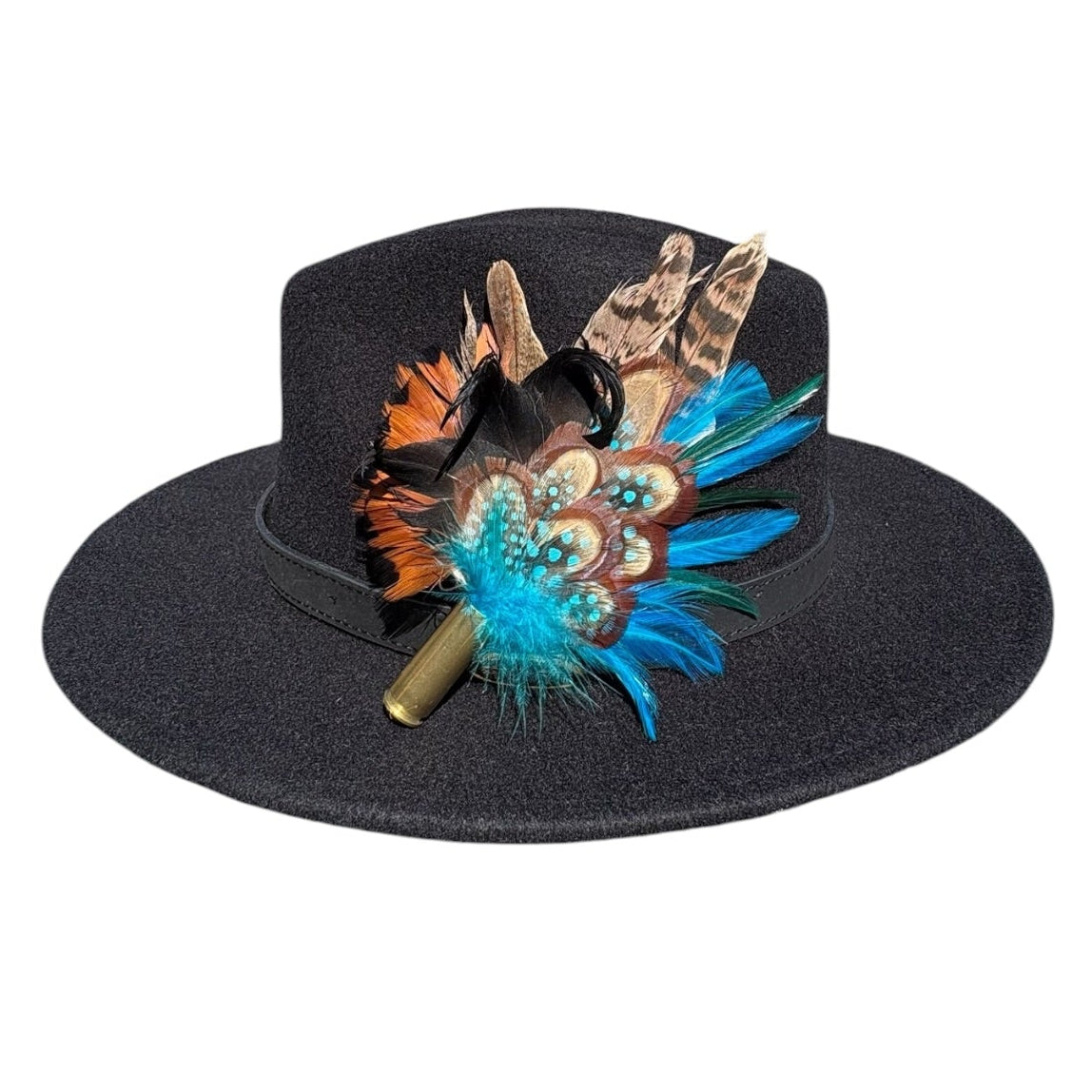 Teal & Natural Feather Hat Pin CFP849
