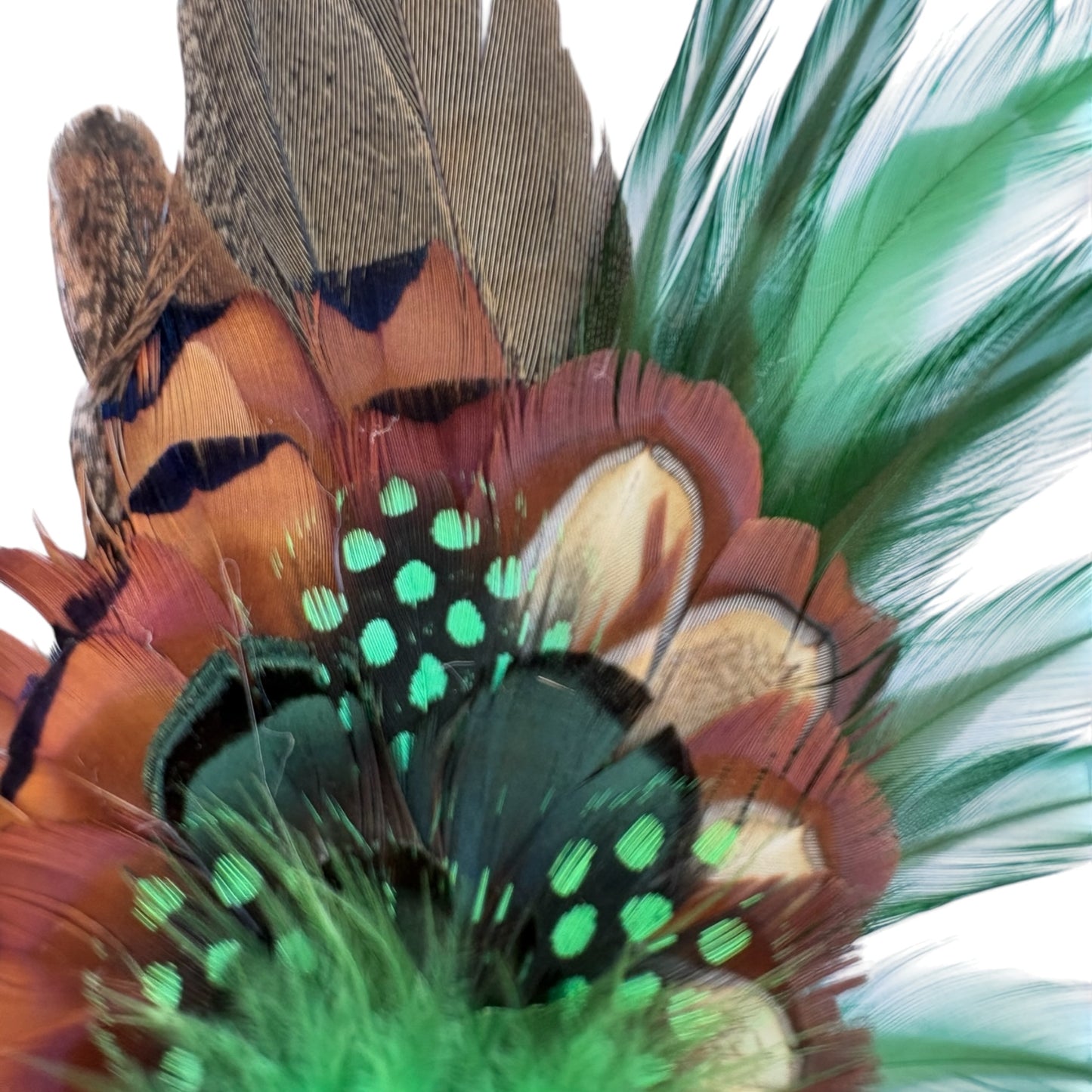 Green and Natural Feather Hat Pin CFP850