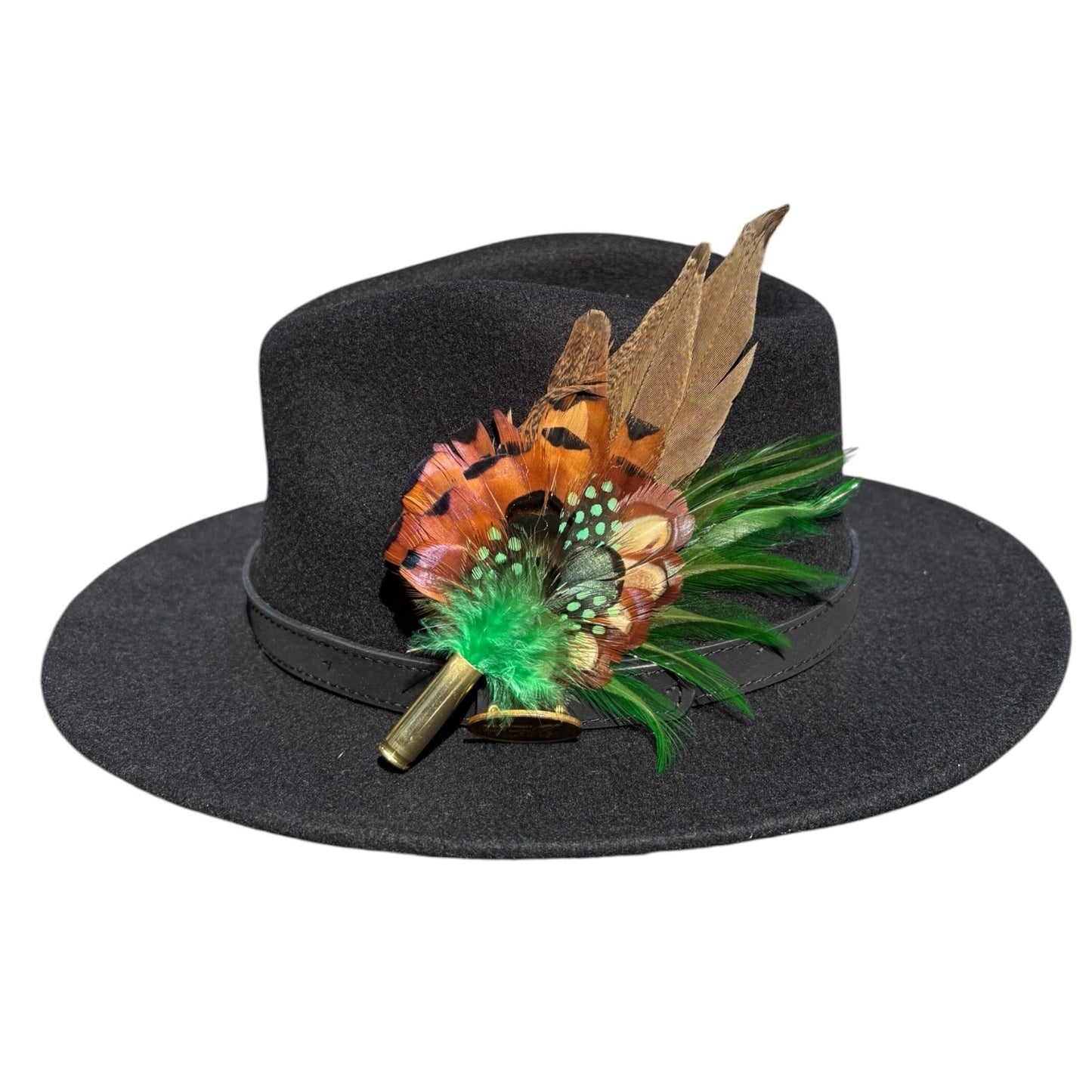 Green and Natural Feather Hat Pin CFP850