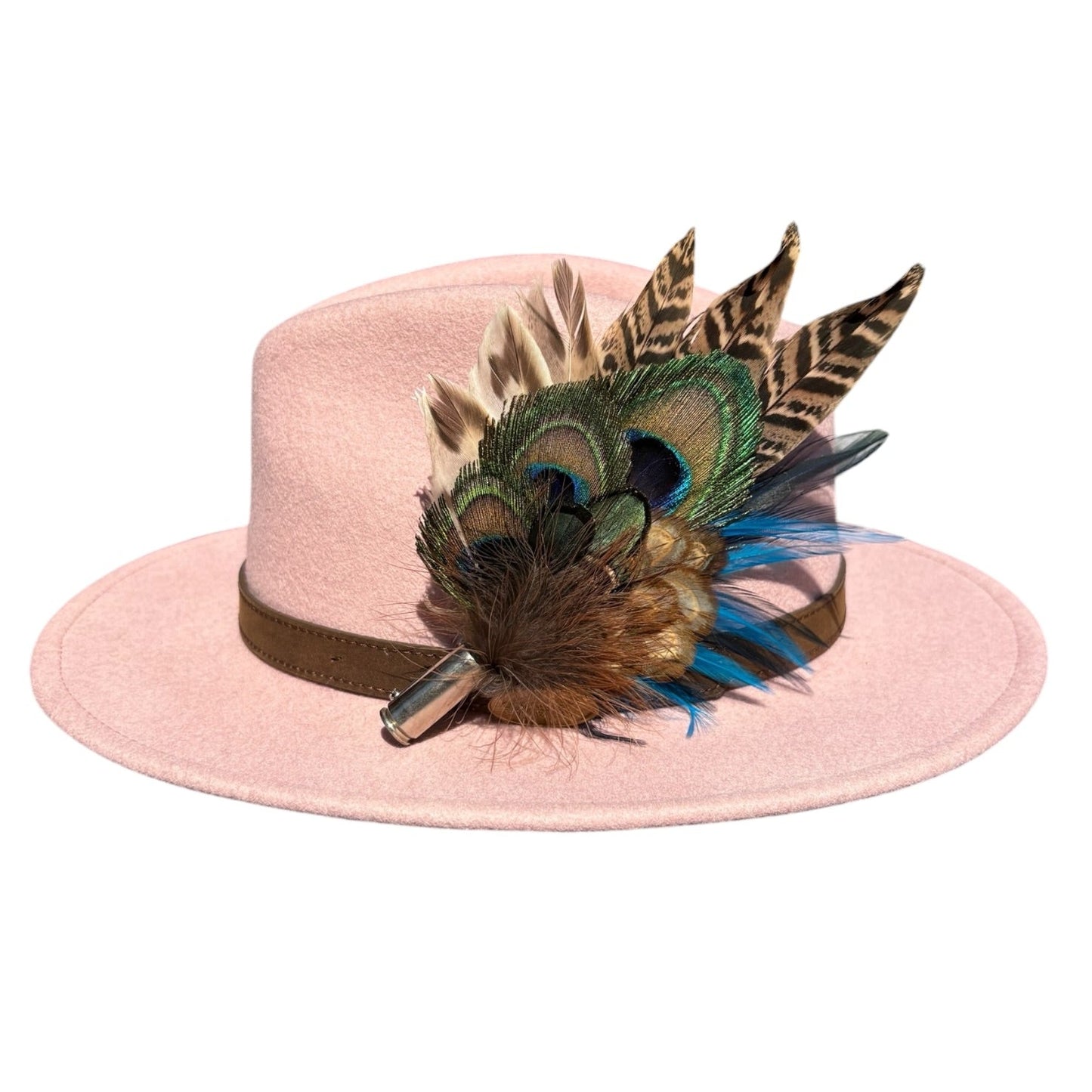Teal and Natural Feather Hat Pin CFP851