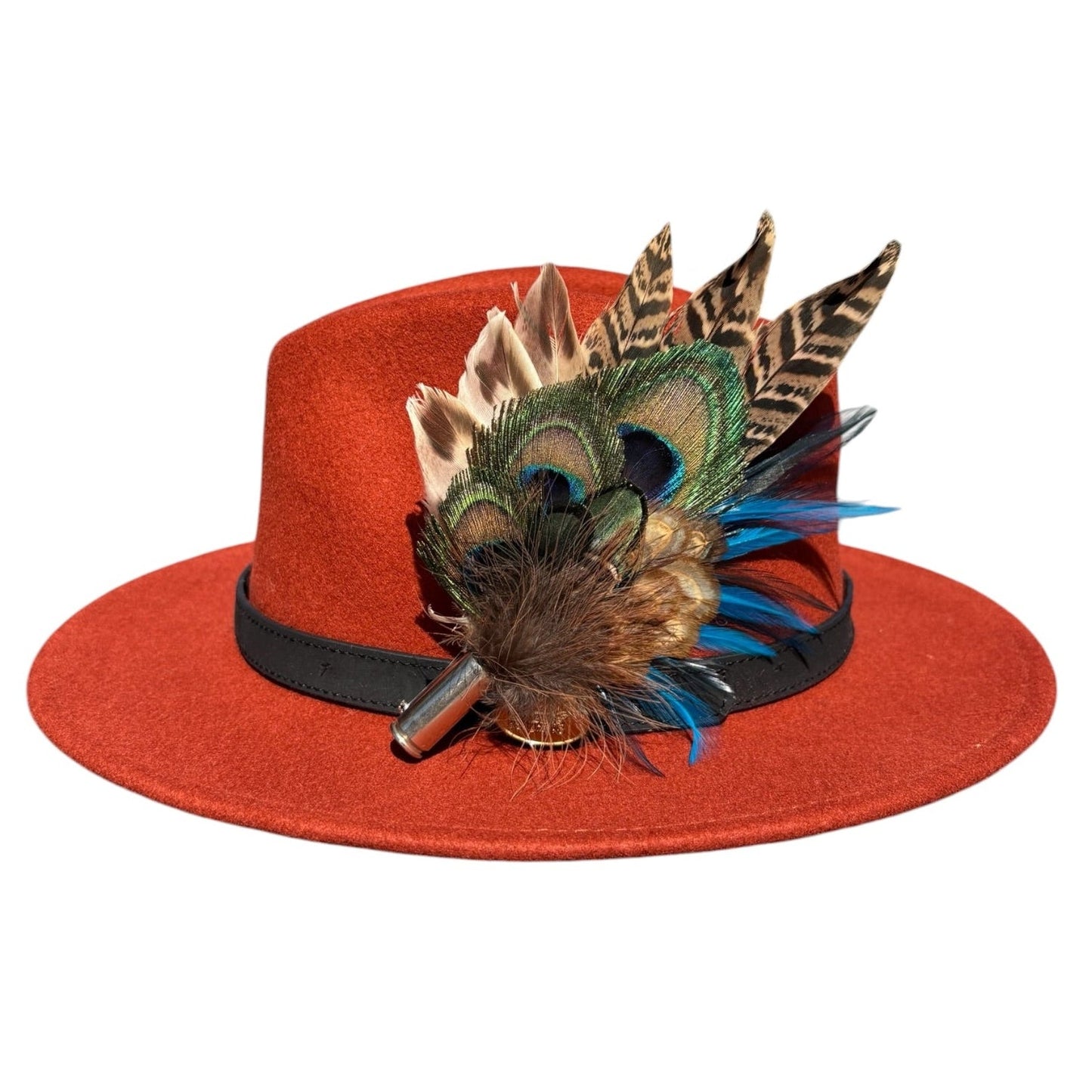 Teal and Natural Feather Hat Pin CFP851