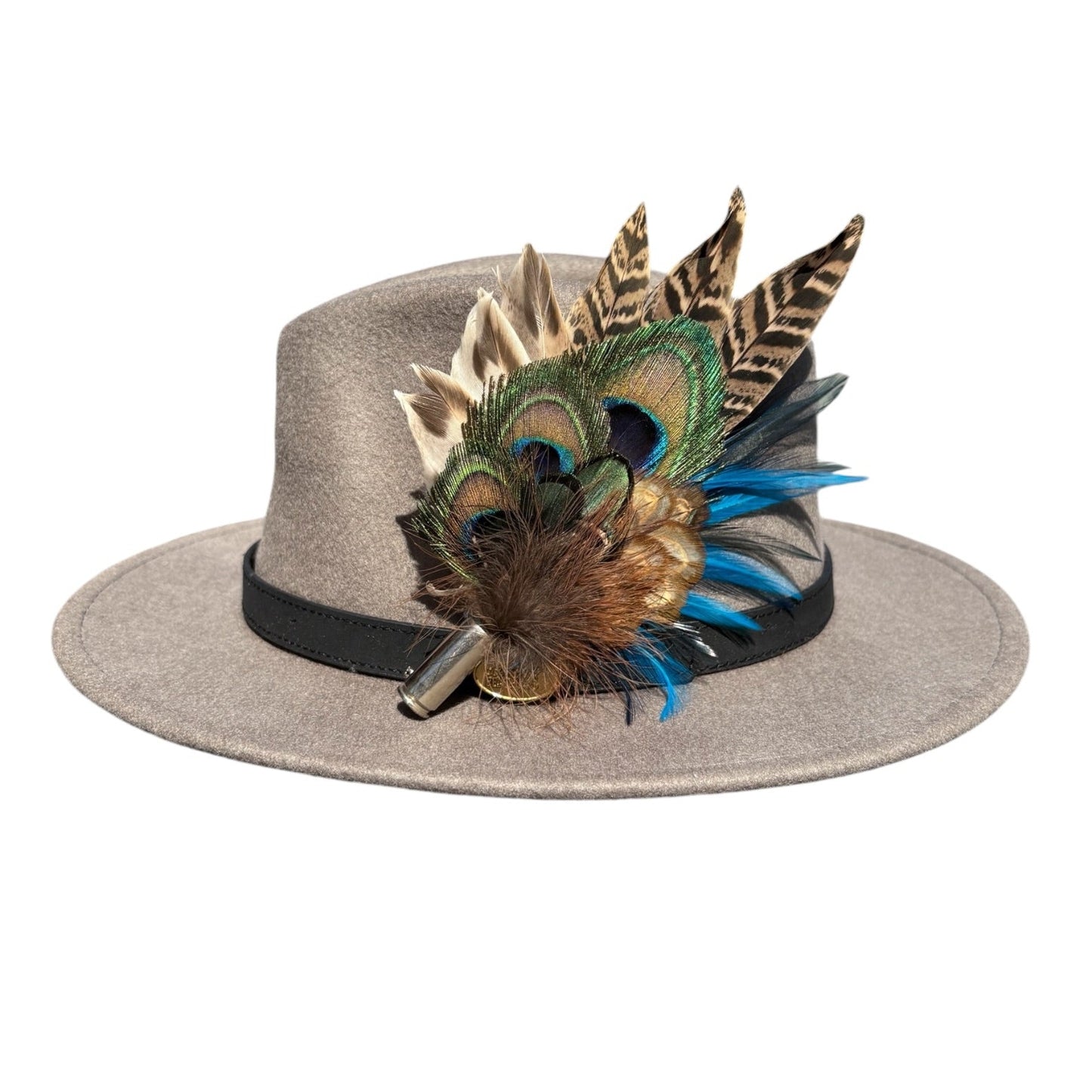 Teal and Natural Feather Hat Pin CFP851