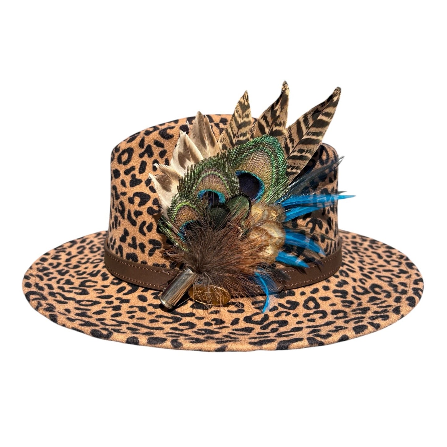 Teal and Natural Feather Hat Pin CFP851