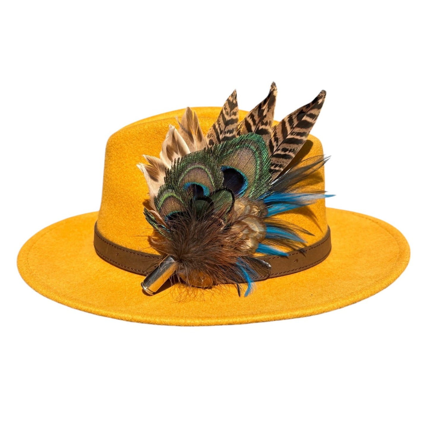 Teal and Natural Feather Hat Pin CFP851