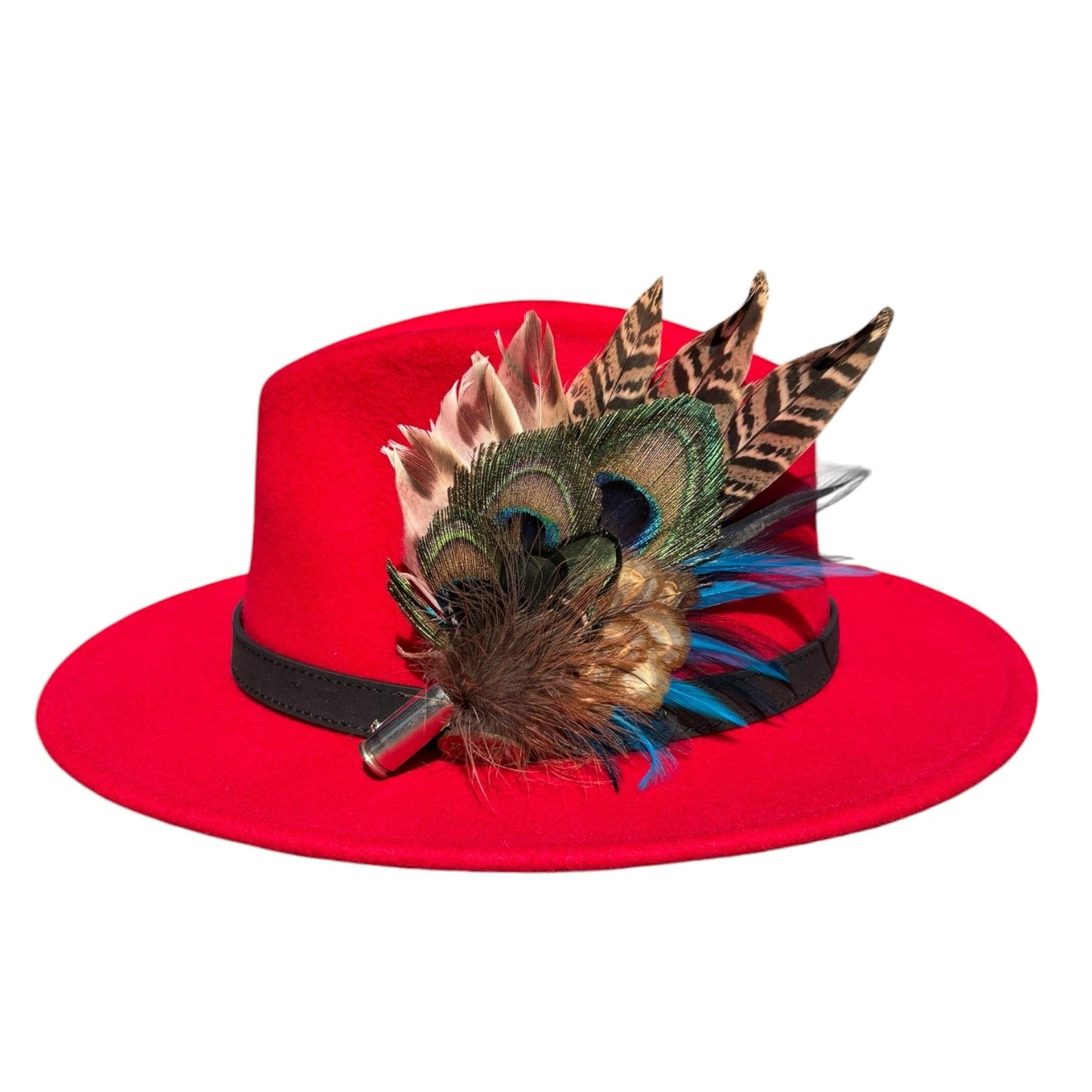 Teal and Natural Feather Hat Pin CFP851