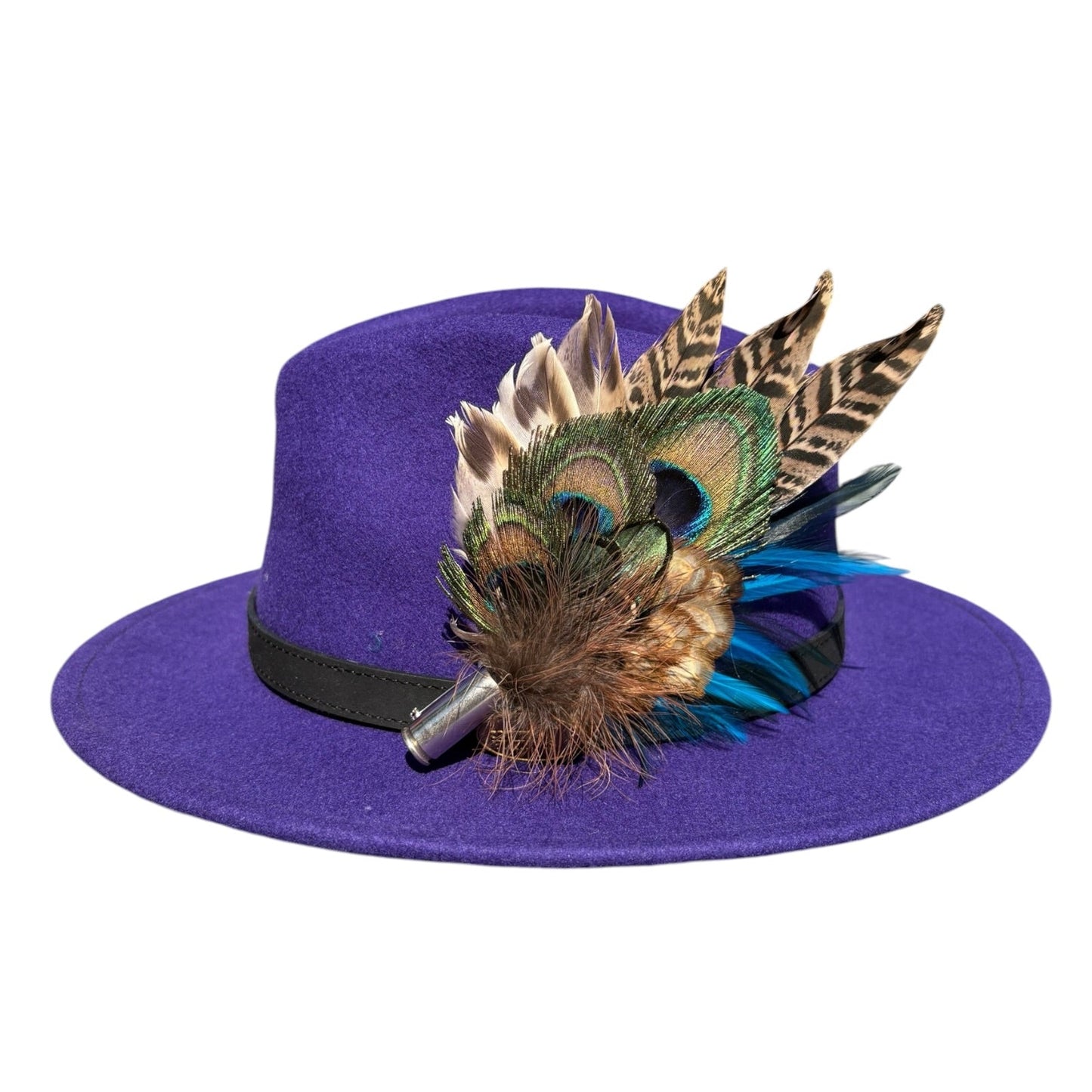 Teal and Natural Feather Hat Pin CFP851