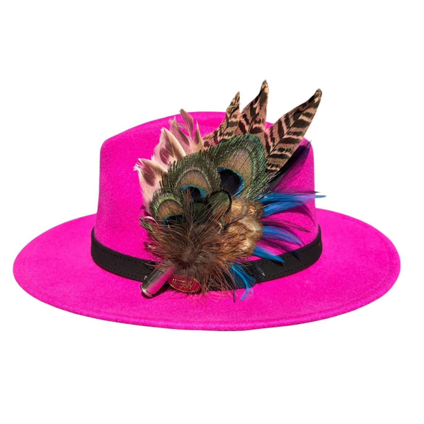 Teal and Natural Feather Hat Pin CFP851