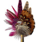Claret, Cerise Pink and Natural Feather Hat Pin CFP853