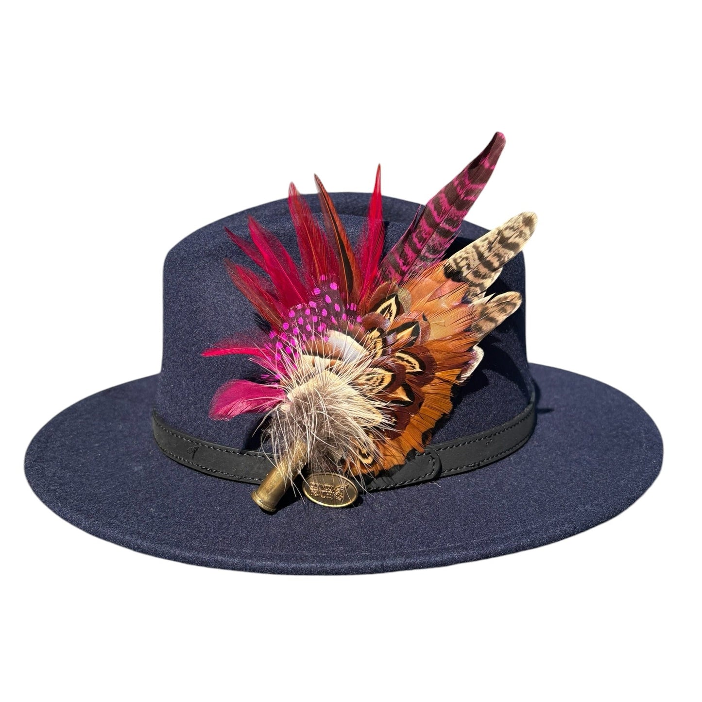 Claret, Cerise Pink and Natural Feather Hat Pin CFP853