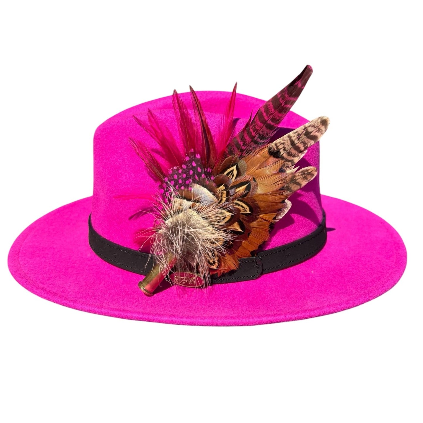 Claret, Cerise Pink and Natural Feather Hat Pin CFP853