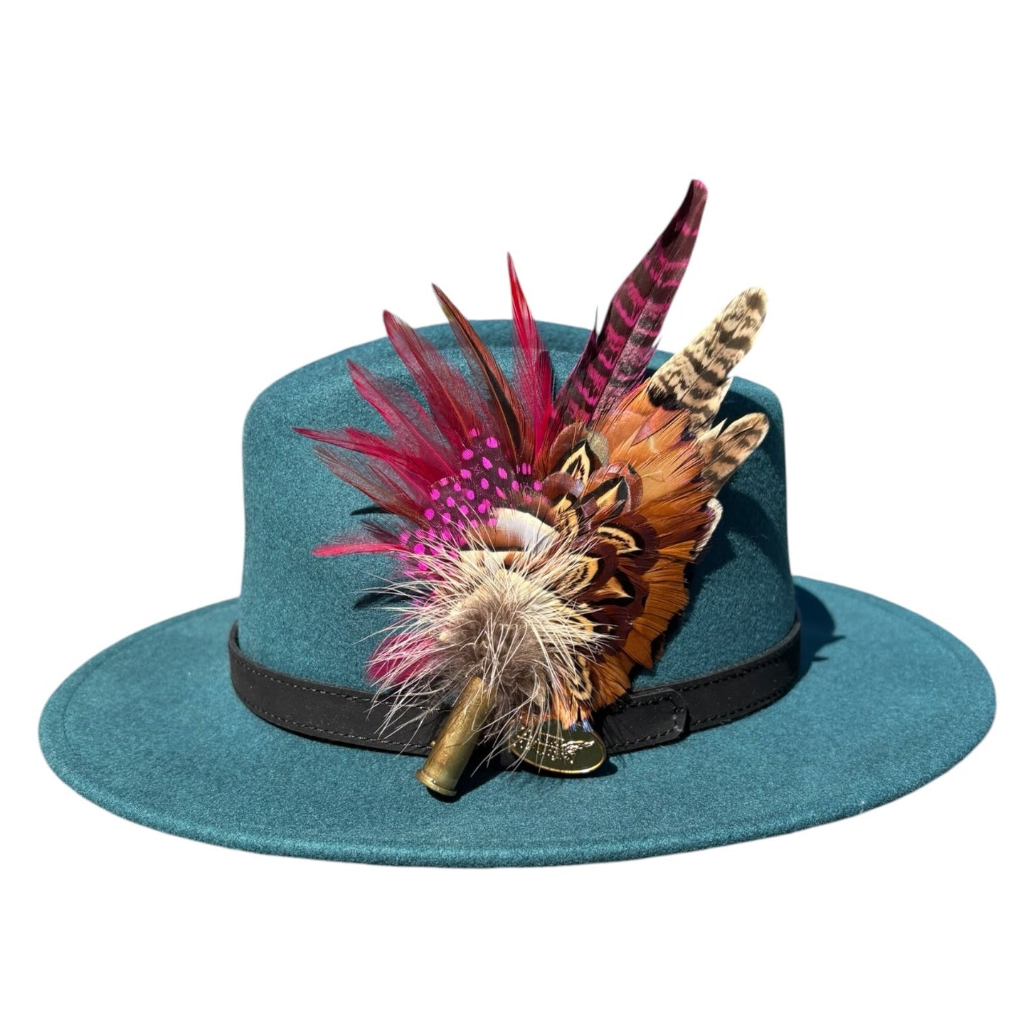 Claret, Cerise Pink and Natural Feather Hat Pin CFP853