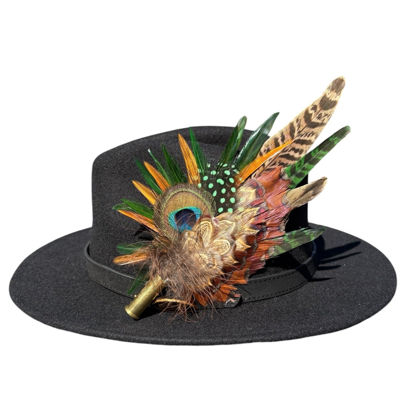 Green and Natural feather pin 854