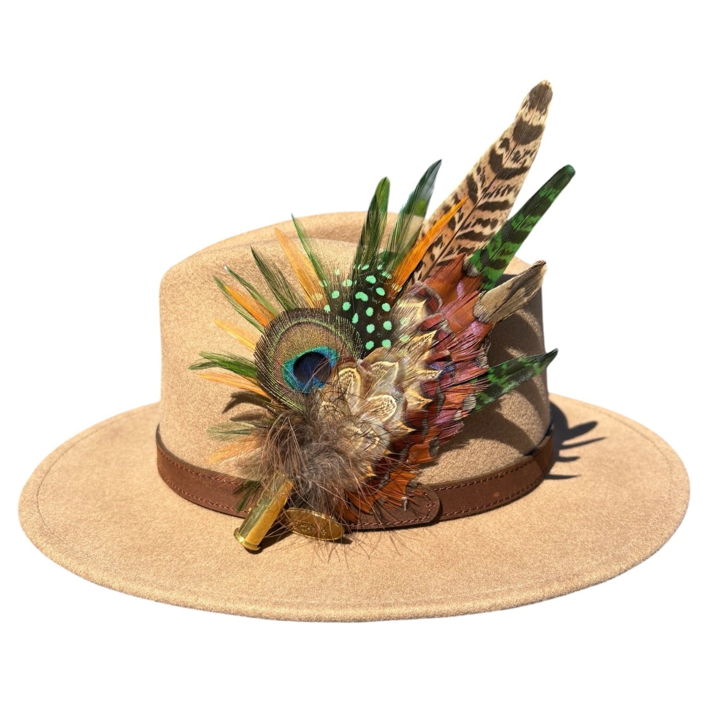 Green and Natural feather pin 854