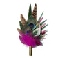 Cerise Pink, Green and Natural Feather Hat Pin CFP855