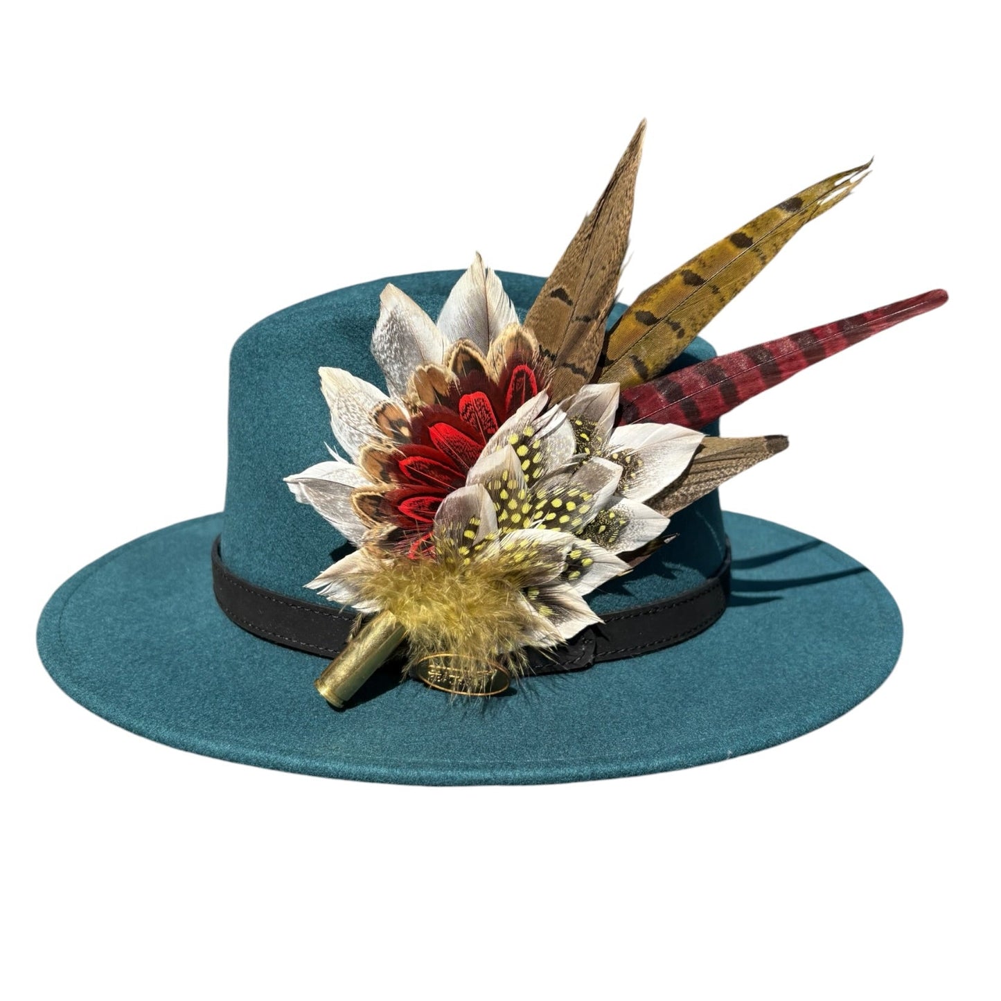 Red, Yellow and Natural Feather Hat Pin CFP856