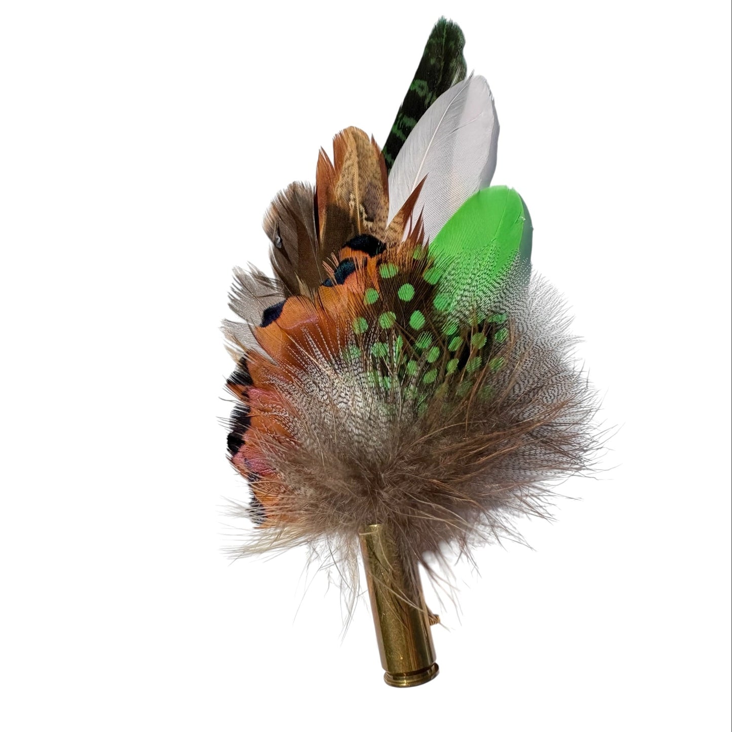 Lime Green and Natural Feather Hat Pin CFP857