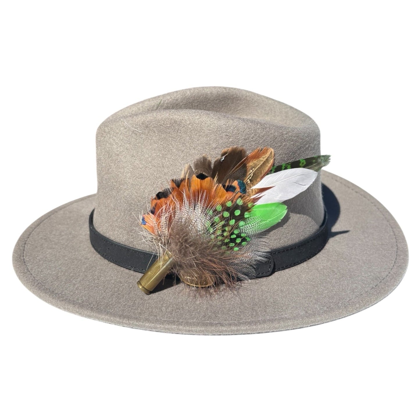 Lime Green and Natural Feather Hat Pin CFP857