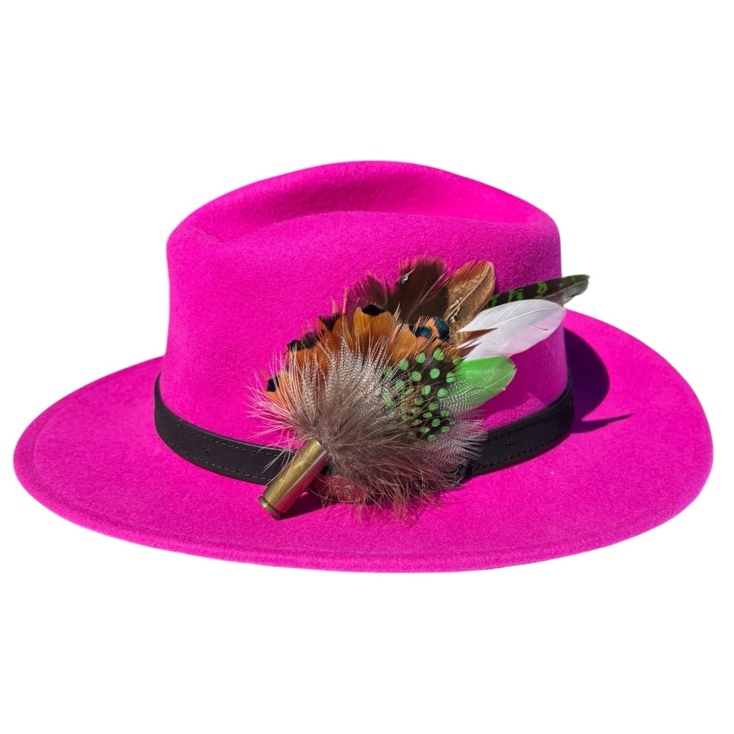 Lime Green and Natural Feather Hat Pin CFP857