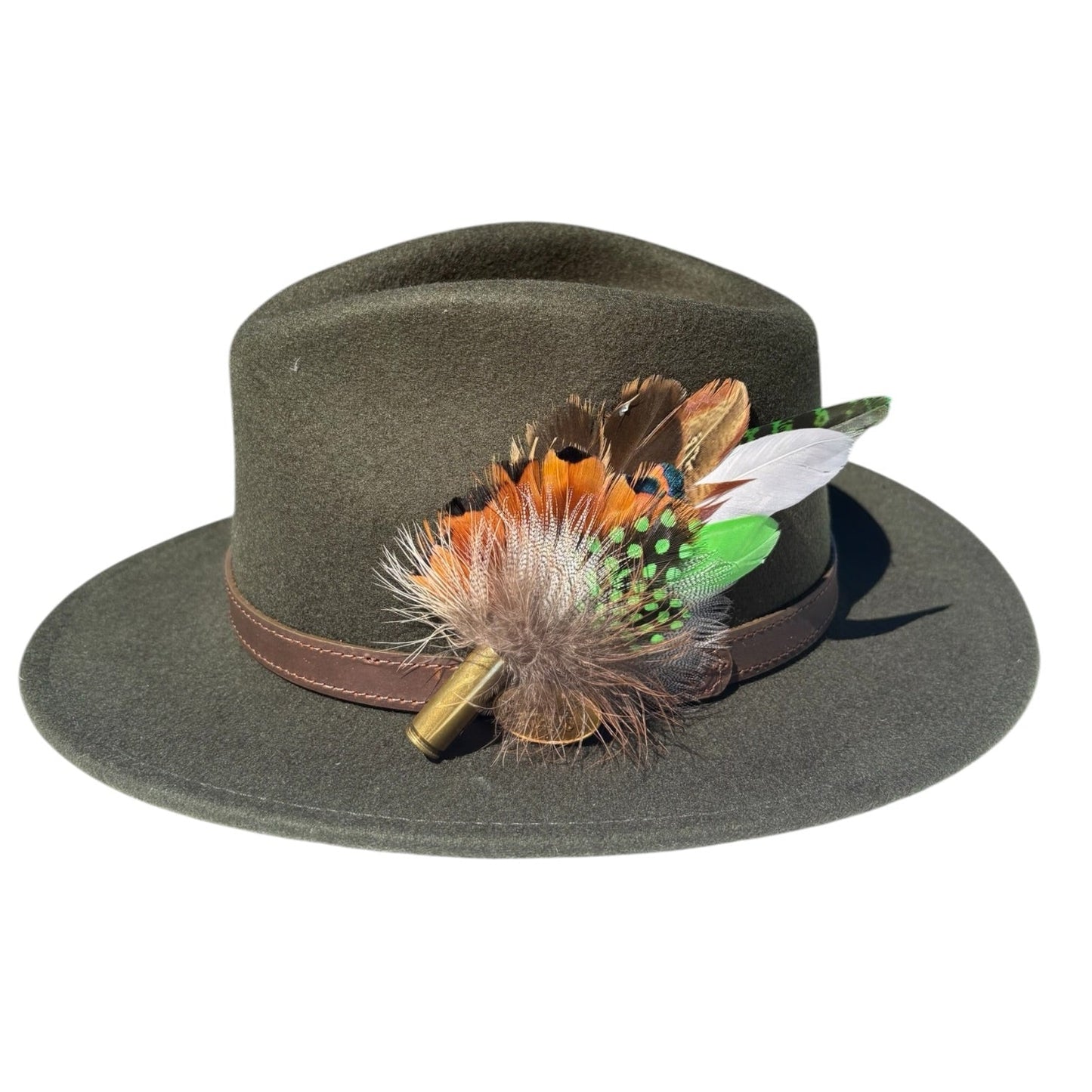 Lime Green and Natural Feather Hat Pin CFP857