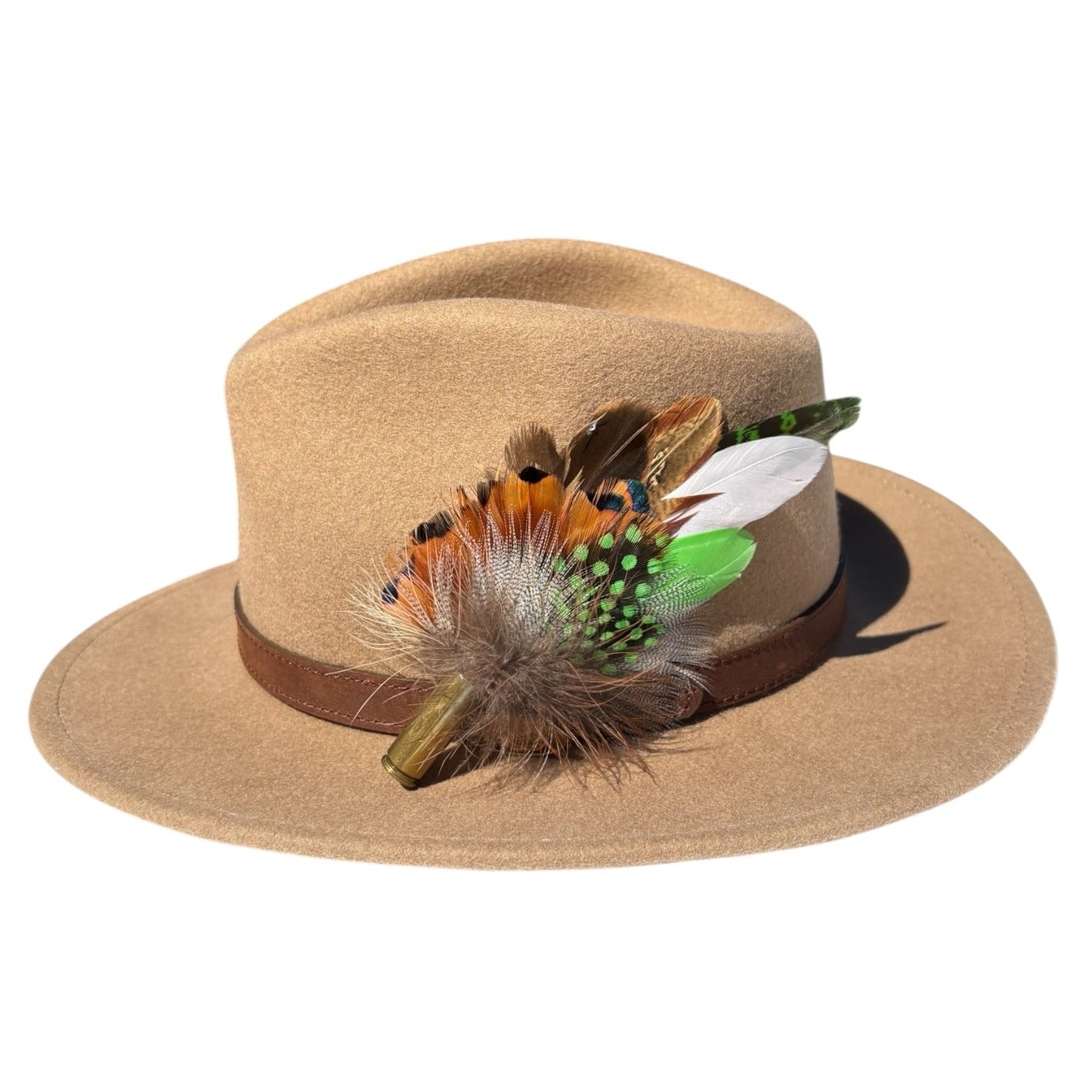 Lime Green and Natural Feather Hat Pin CFP857