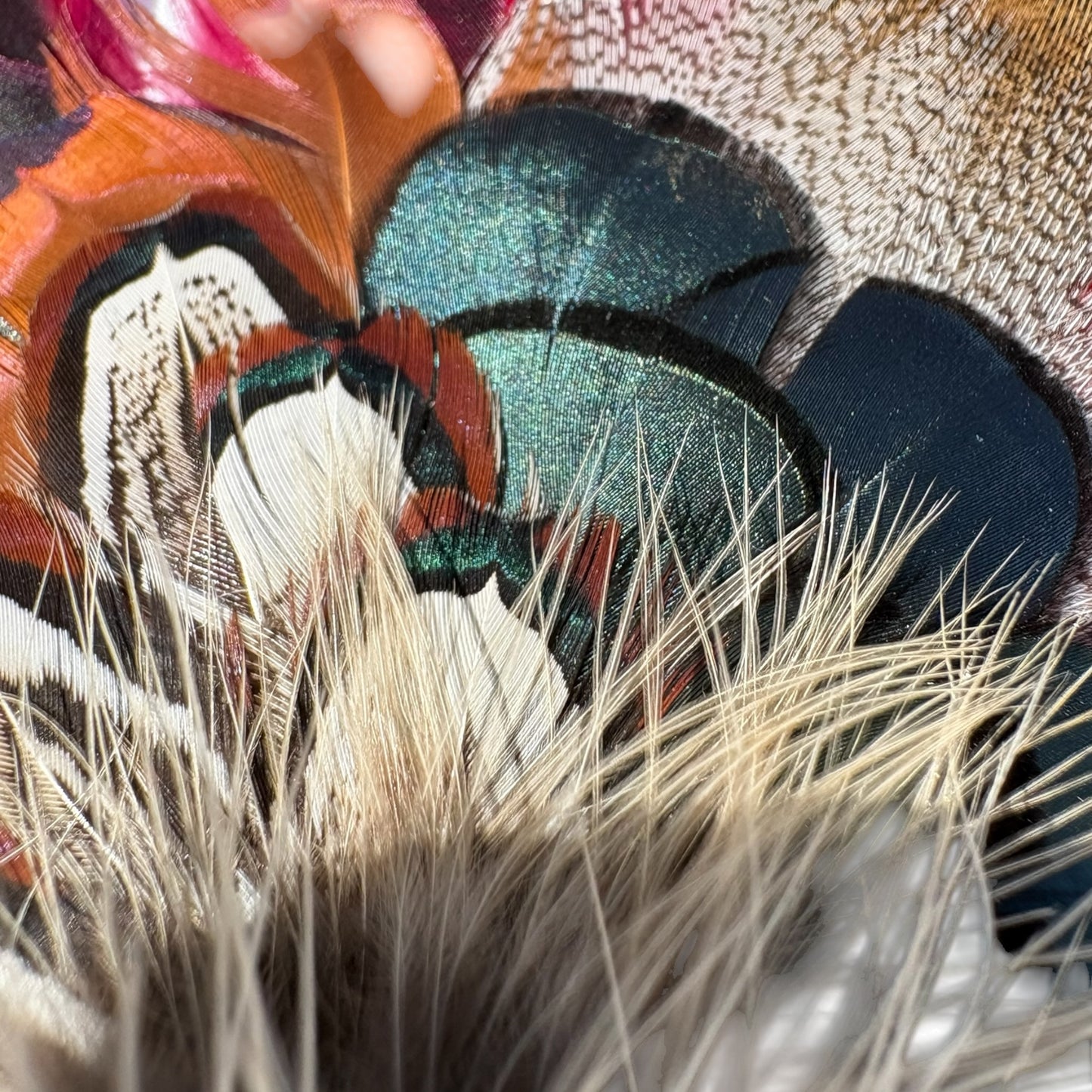 Claret and Natural Feather Hat Pin CFP858