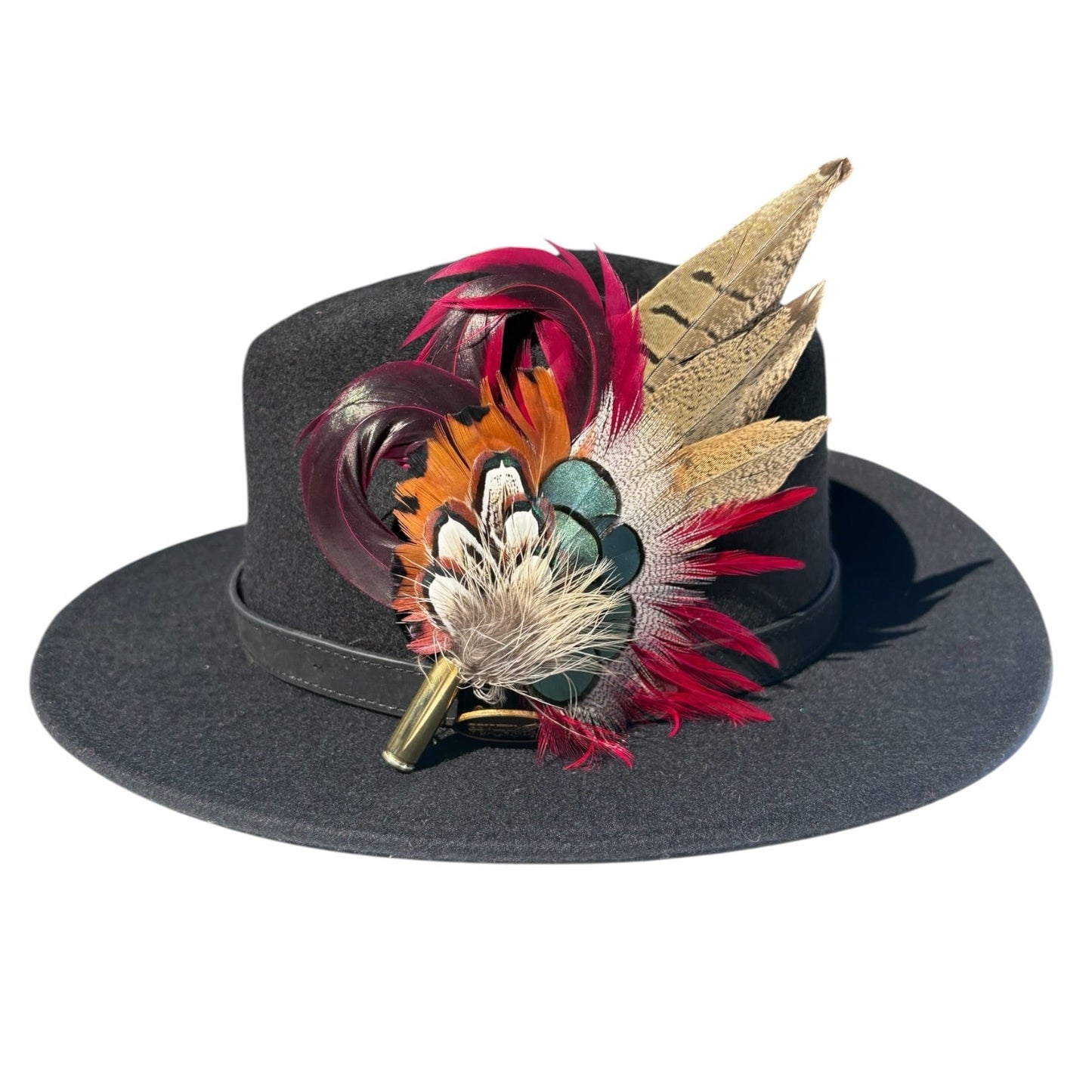 Claret and Natural Feather Hat Pin CFP858