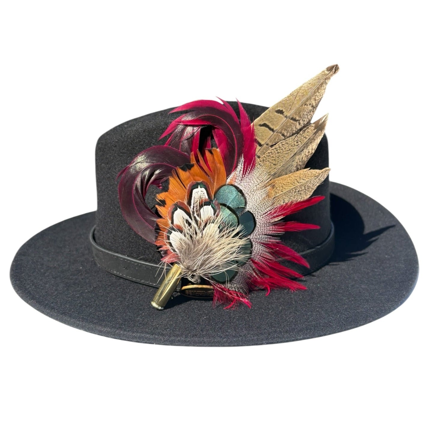 Claret and Natural Feather Hat Pin CFP858