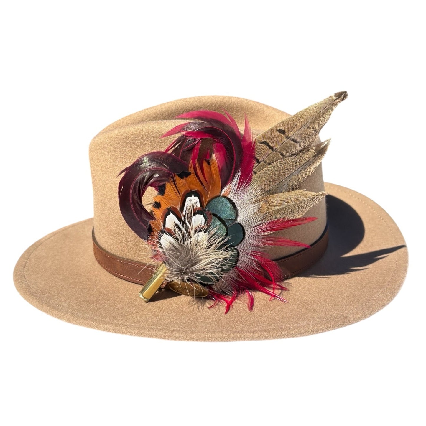 Claret and Natural Feather Hat Pin CFP858
