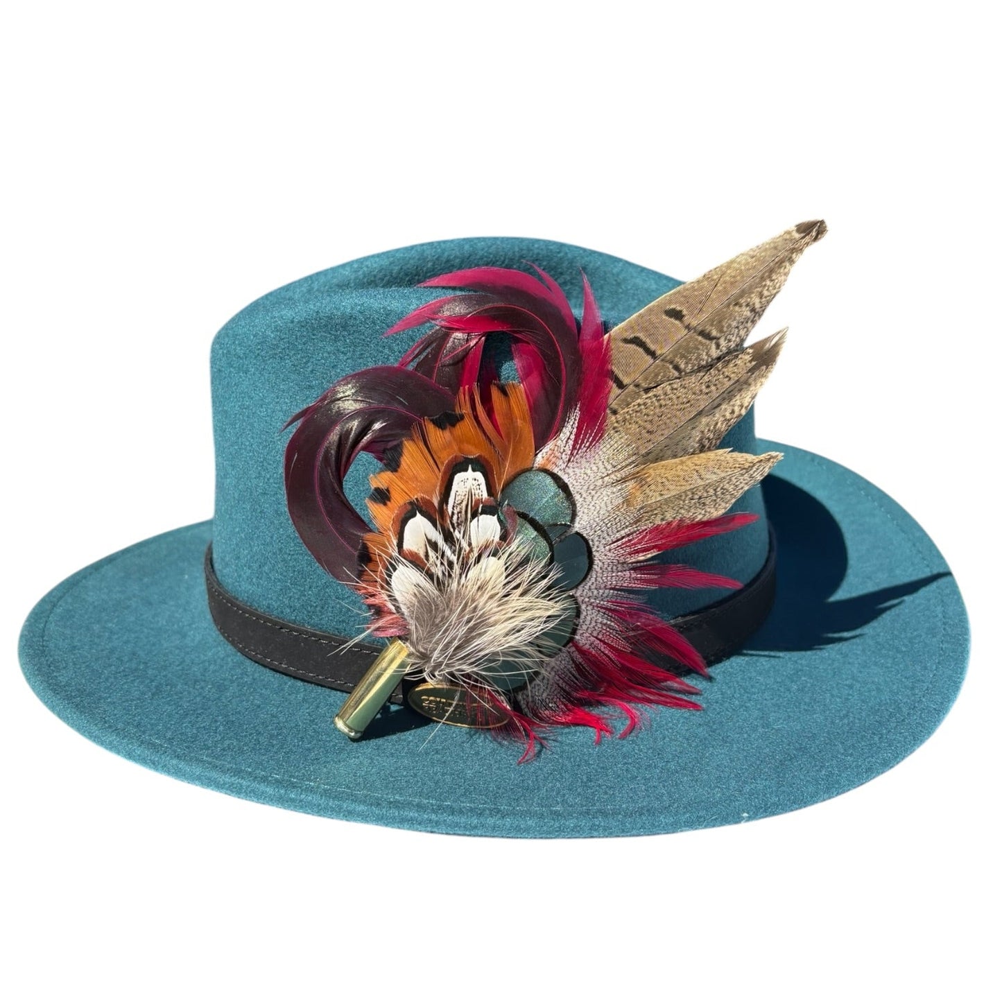 Claret and Natural Feather Hat Pin CFP858