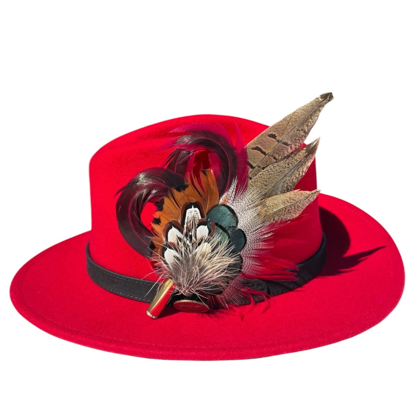 Claret and Natural Feather Hat Pin CFP858