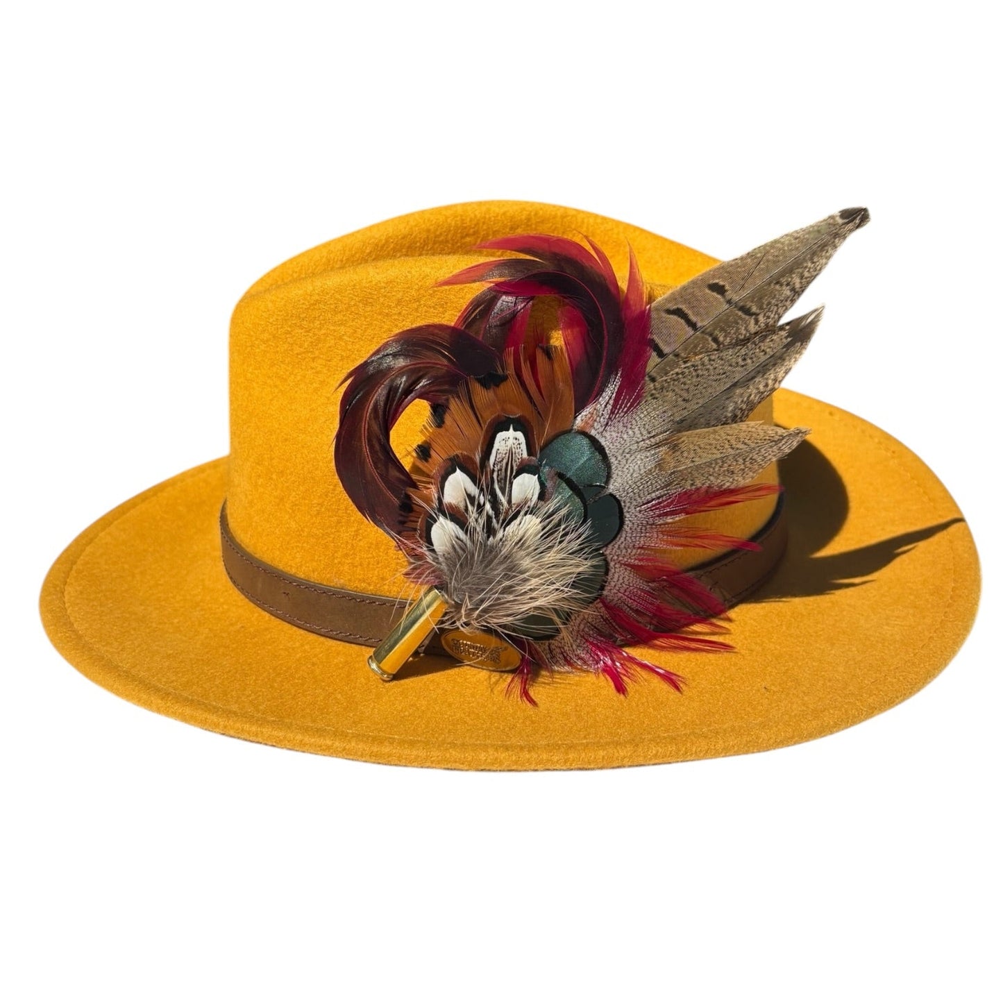 Claret and Natural Feather Hat Pin CFP858