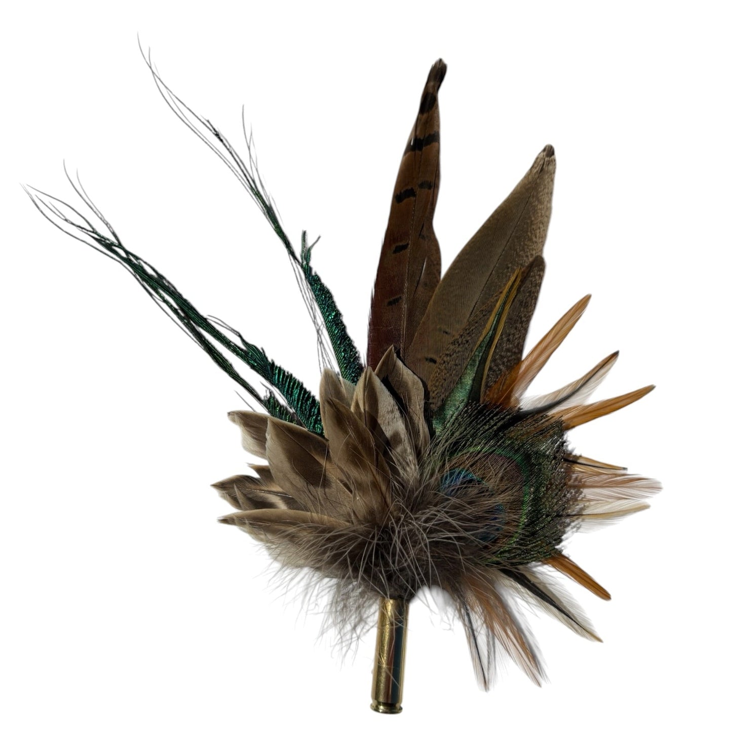 Peacock and Natural Feather Hat Pin CFP859