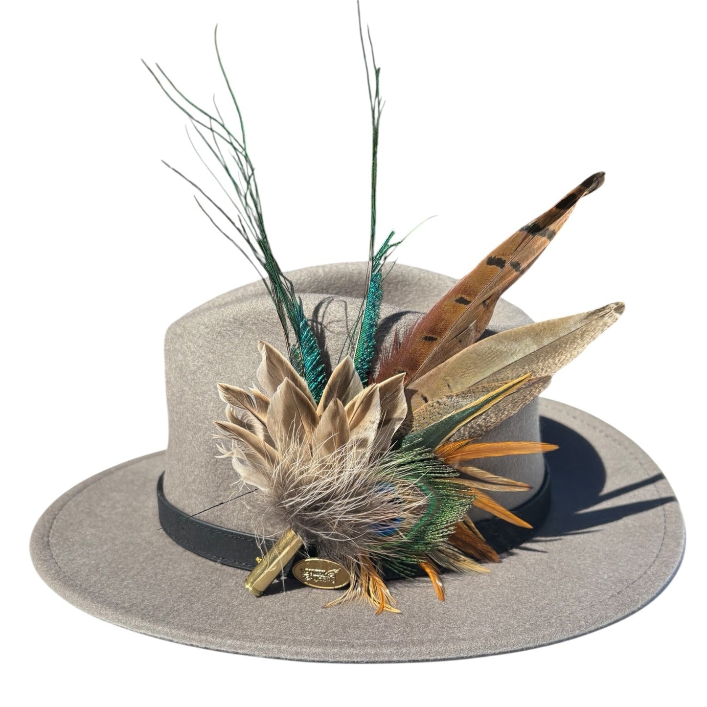 Peacock and Natural Feather Hat Pin CFP859