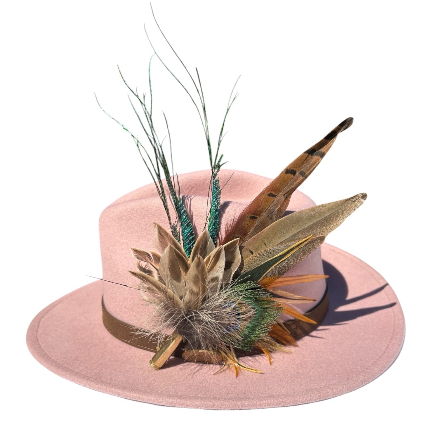Peacock and Natural Feather Hat Pin CFP859