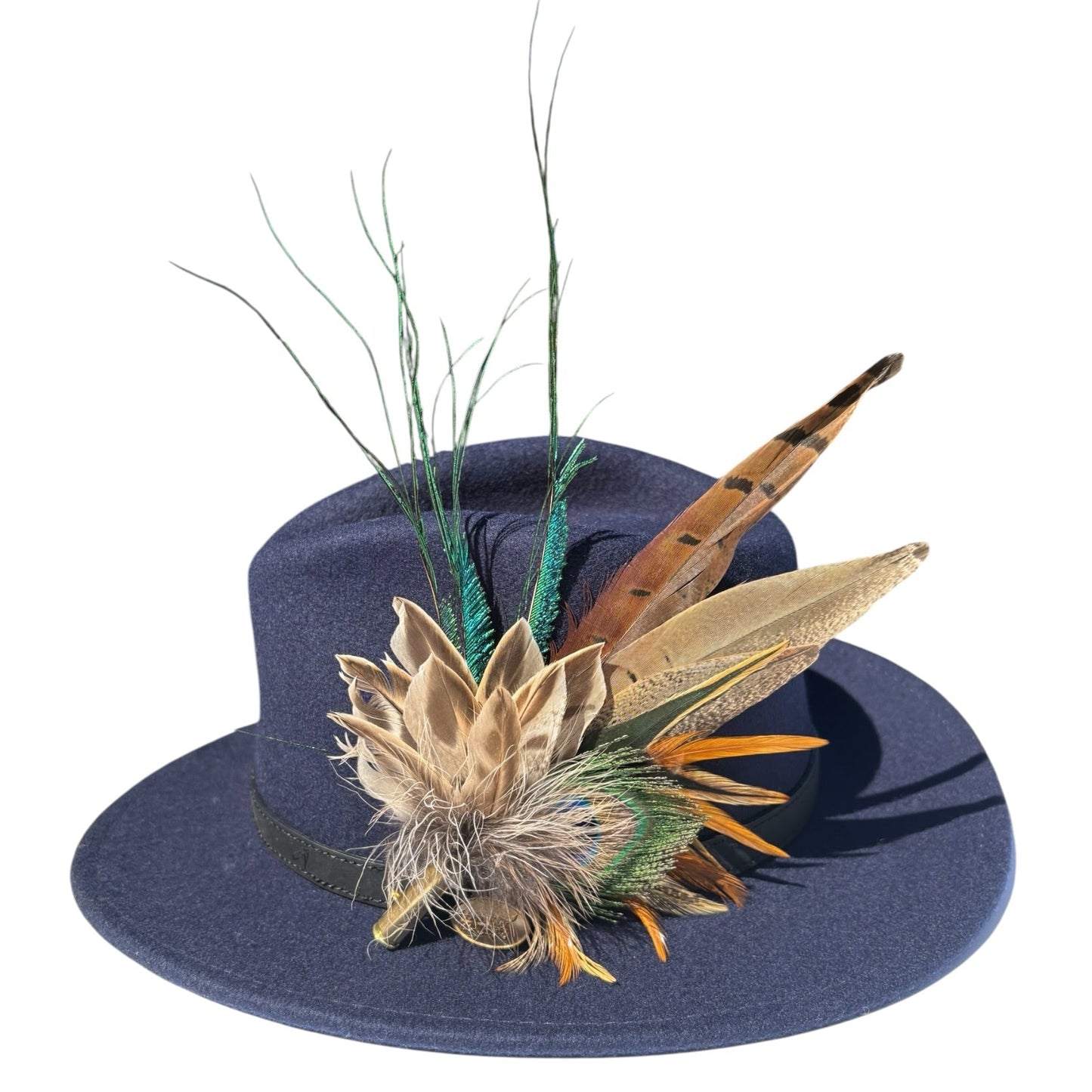 Peacock and Natural Feather Hat Pin CFP859