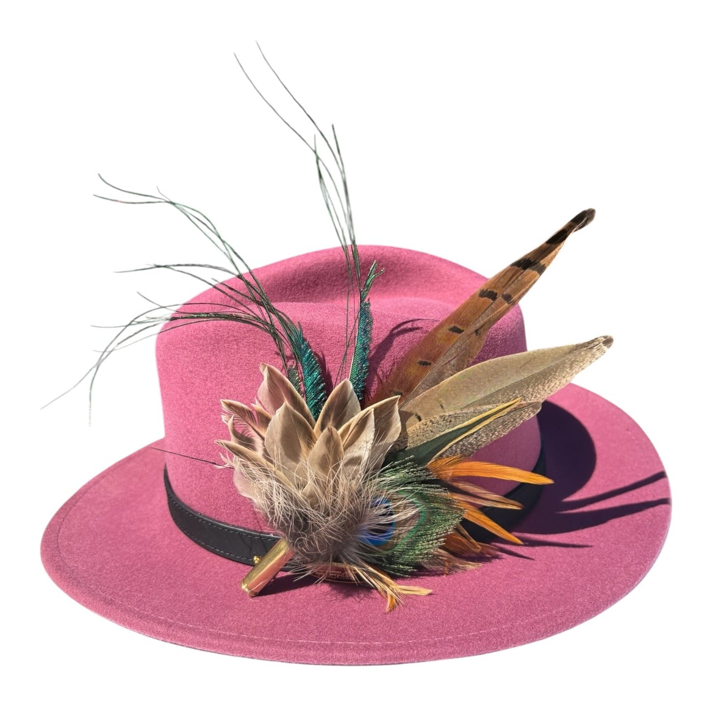 Peacock and Natural Feather Hat Pin CFP859
