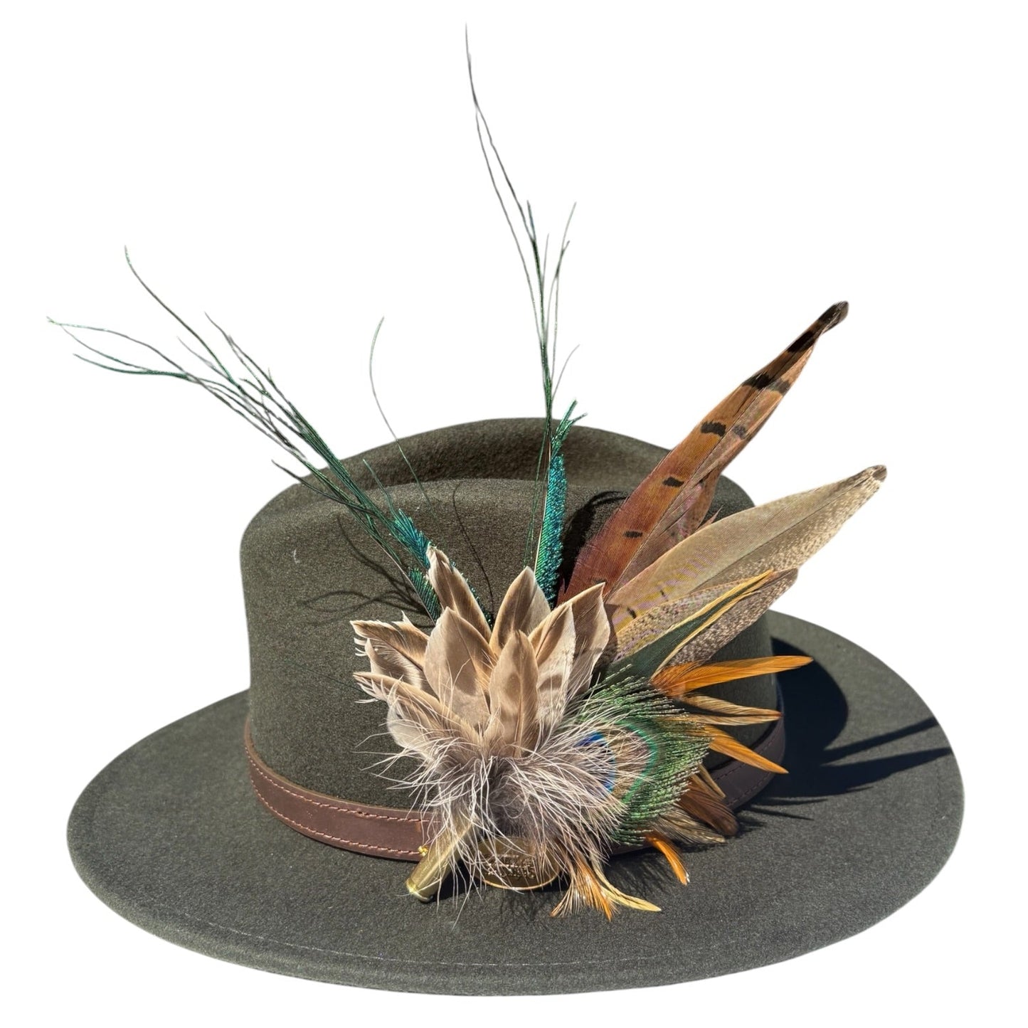 Peacock and Natural Feather Hat Pin CFP859