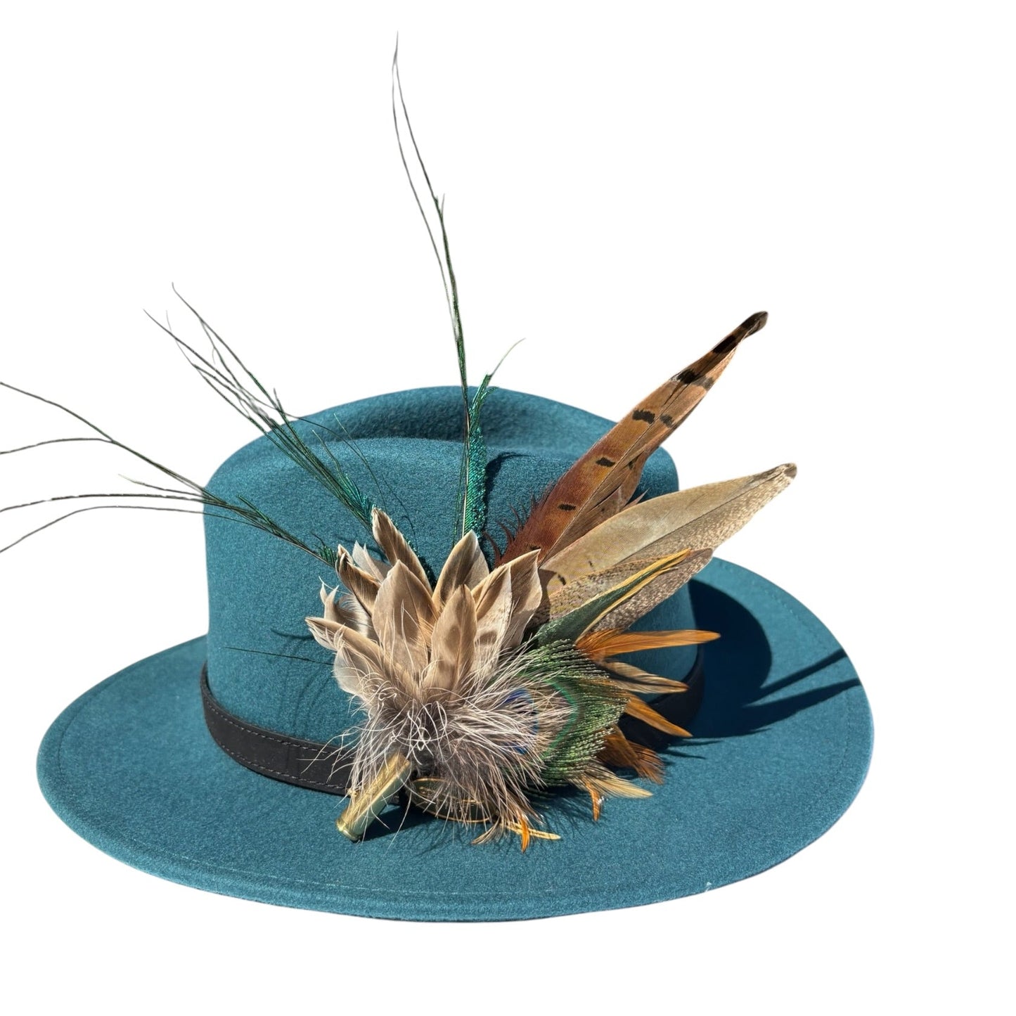 Peacock and Natural Feather Hat Pin CFP859