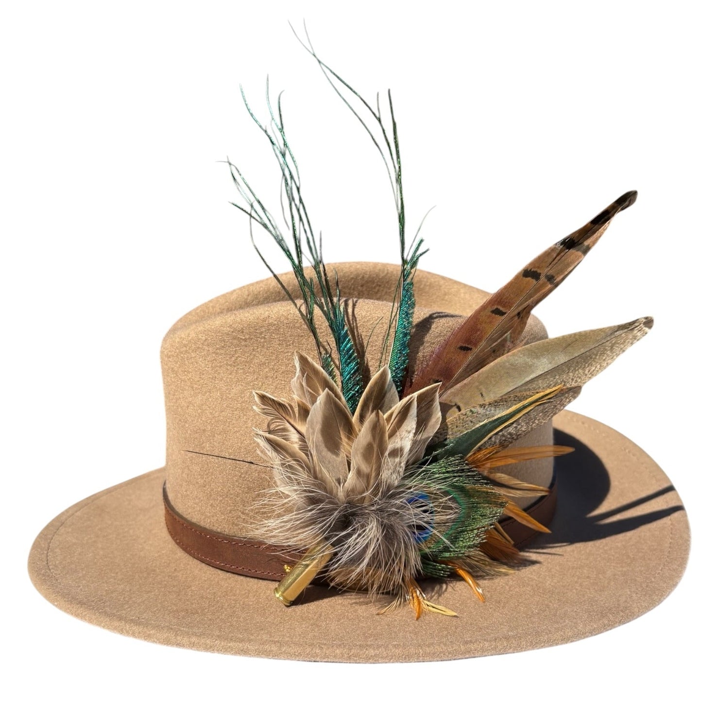Peacock and Natural Feather Hat Pin CFP859