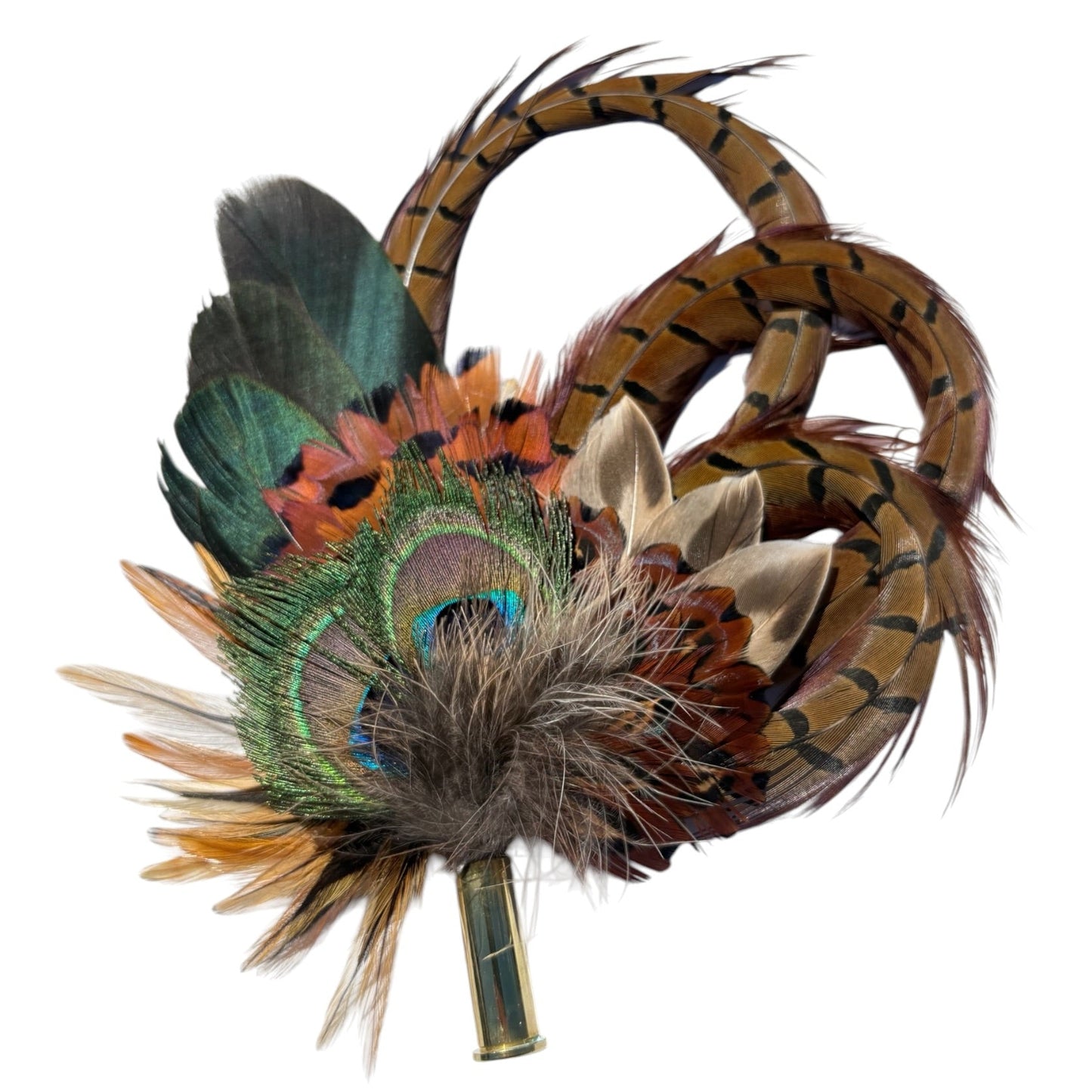 Peacock and Natural Feather Hat Pin CFP860