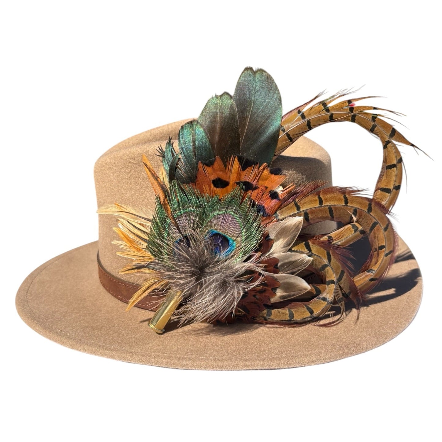 Peacock and Natural Feather Hat Pin CFP860